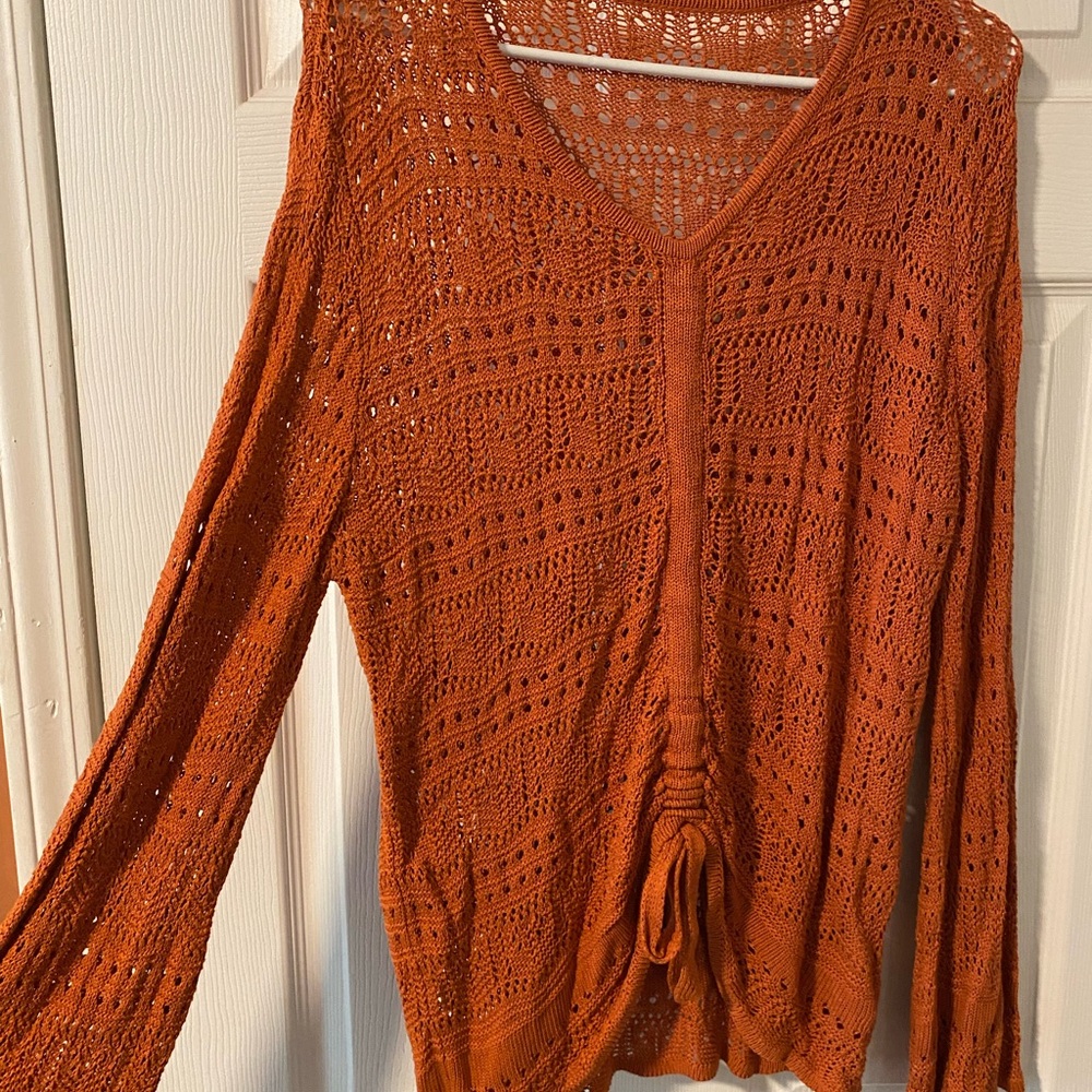 Rust Orange Crochet-Style Top - Picture 2 of 5